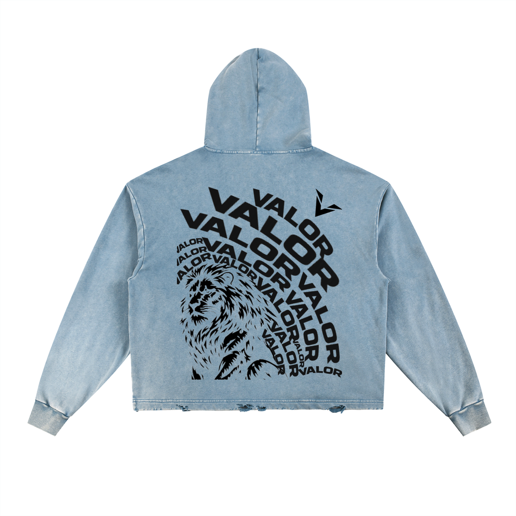 Vintage Washed Frayed-Hem Hoodie