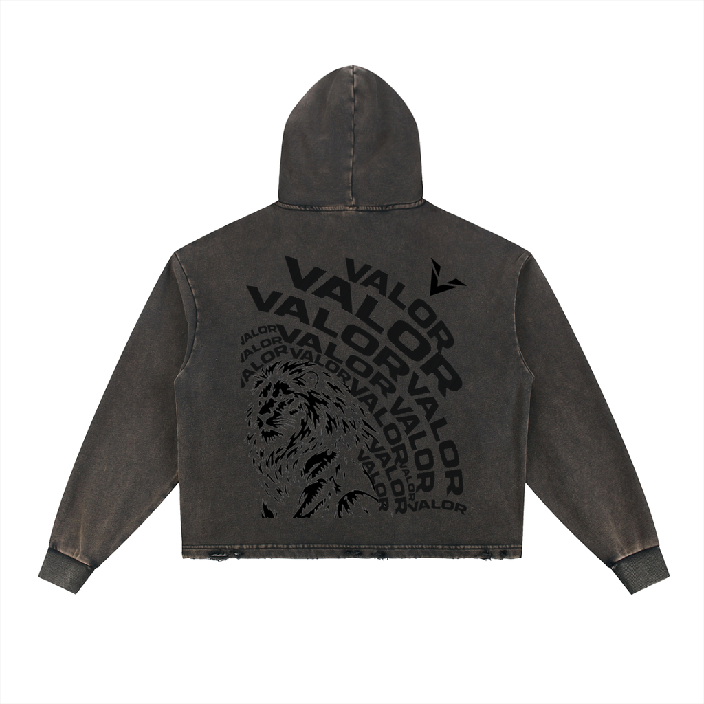 Vintage Washed Frayed-Hem Hoodie