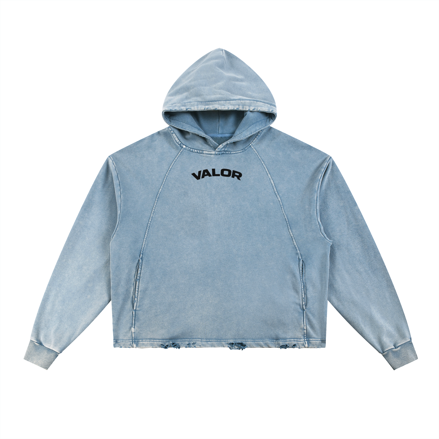 Vintage Washed Frayed-Hem Hoodie