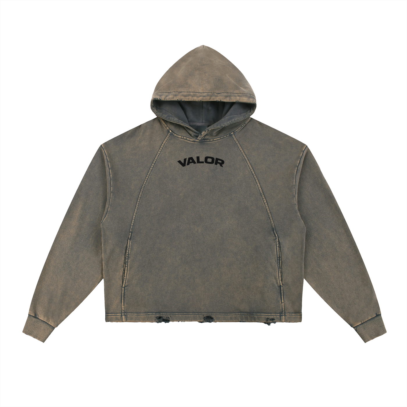 Vintage Washed Frayed-Hem Hoodie